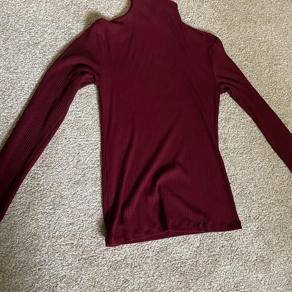 NWT Amour Vert Lux Paris Rib Turtleneck Plum, size S